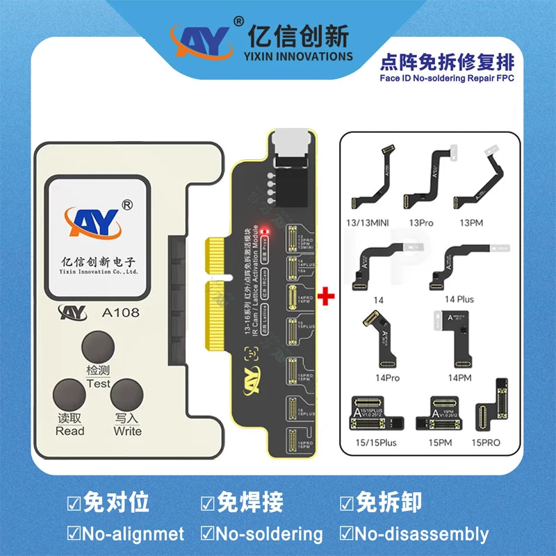 NEW AY A108 Tag Face id Flex Cable for IPhone X-11 12 13 14 15 ProMax Dot Matrix Repair No-alignment NO-soldering No-disassembly