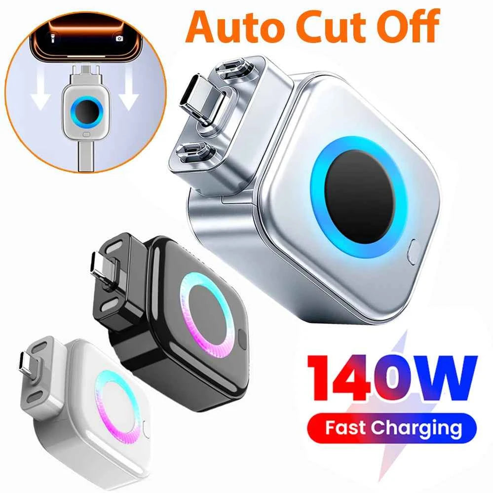 USB C Phone Fully Charged Intelligent Separator Type-C 140W Fast Charging Adapter Phones Full Charge Auto Power Cut Off Charger