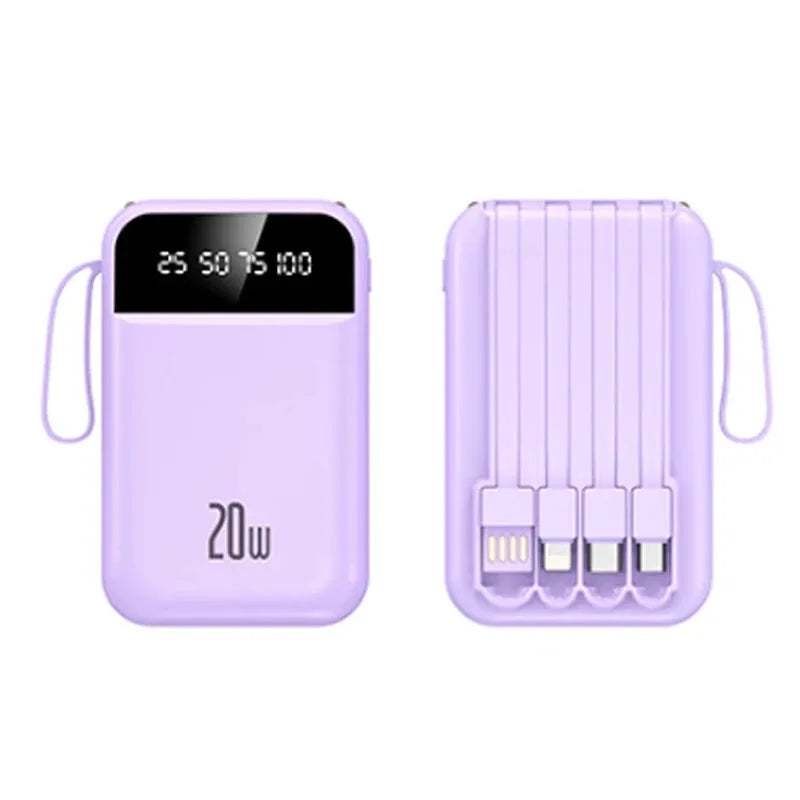 10000mAh compact portable power bank charging with built-in charging cable Powerbank suitable for iPhone/Samsung/Xiaomi/Huaewei
