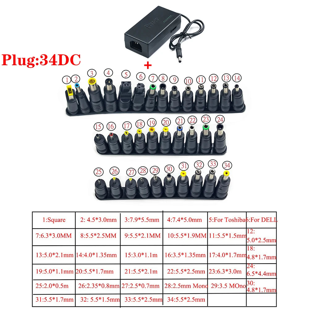 96W Universal AC Laptop Power Adapter 12V 15V 16V 18V 19V 4.5A 20V 24V Charger For Dell For Toshiba  ForAsus For Acer For Lenovo
