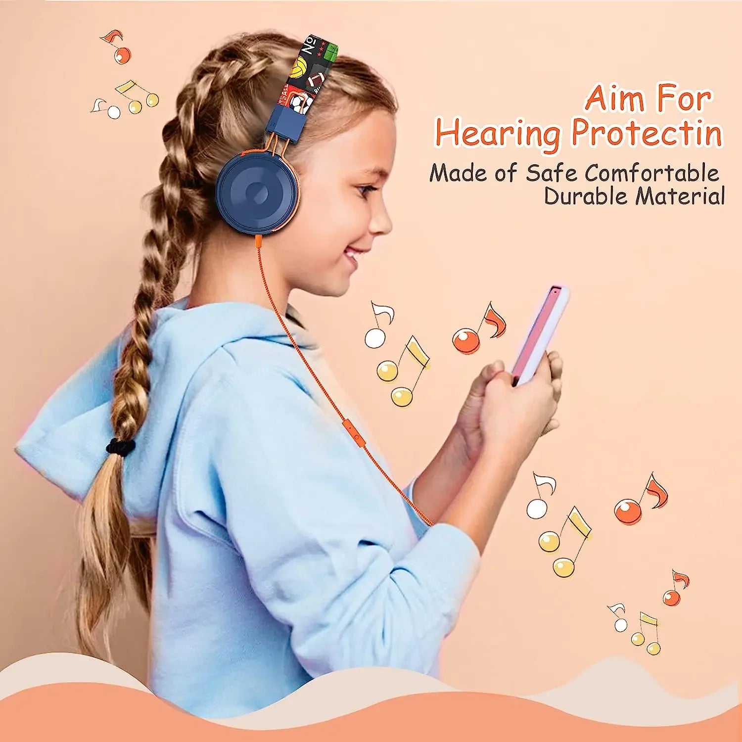 OKCSC B2 Cartoon Headphones Foldable Adjustable Children Headphone Stereo Wired Headset  with Mic for Cellphones/Tablet/School