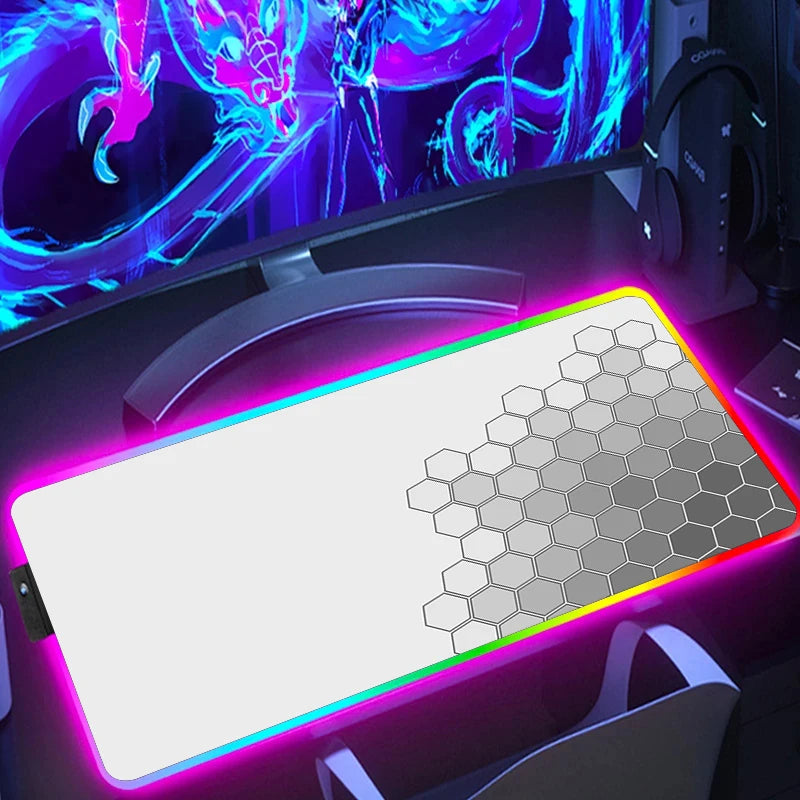 RGB Extended Hexagon Gaming Mouse Pad Rug Desk Mat Computer Accessories Anti-skid Offices Geometric Mousepad Luminous Game Mats