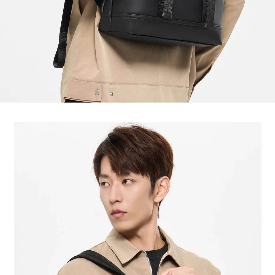 Septwolves Black Men Black Leather Backpack PU Large Capacity Best  Laptop Computer Backpack 15 Inch Travel Backpack Daily Use
