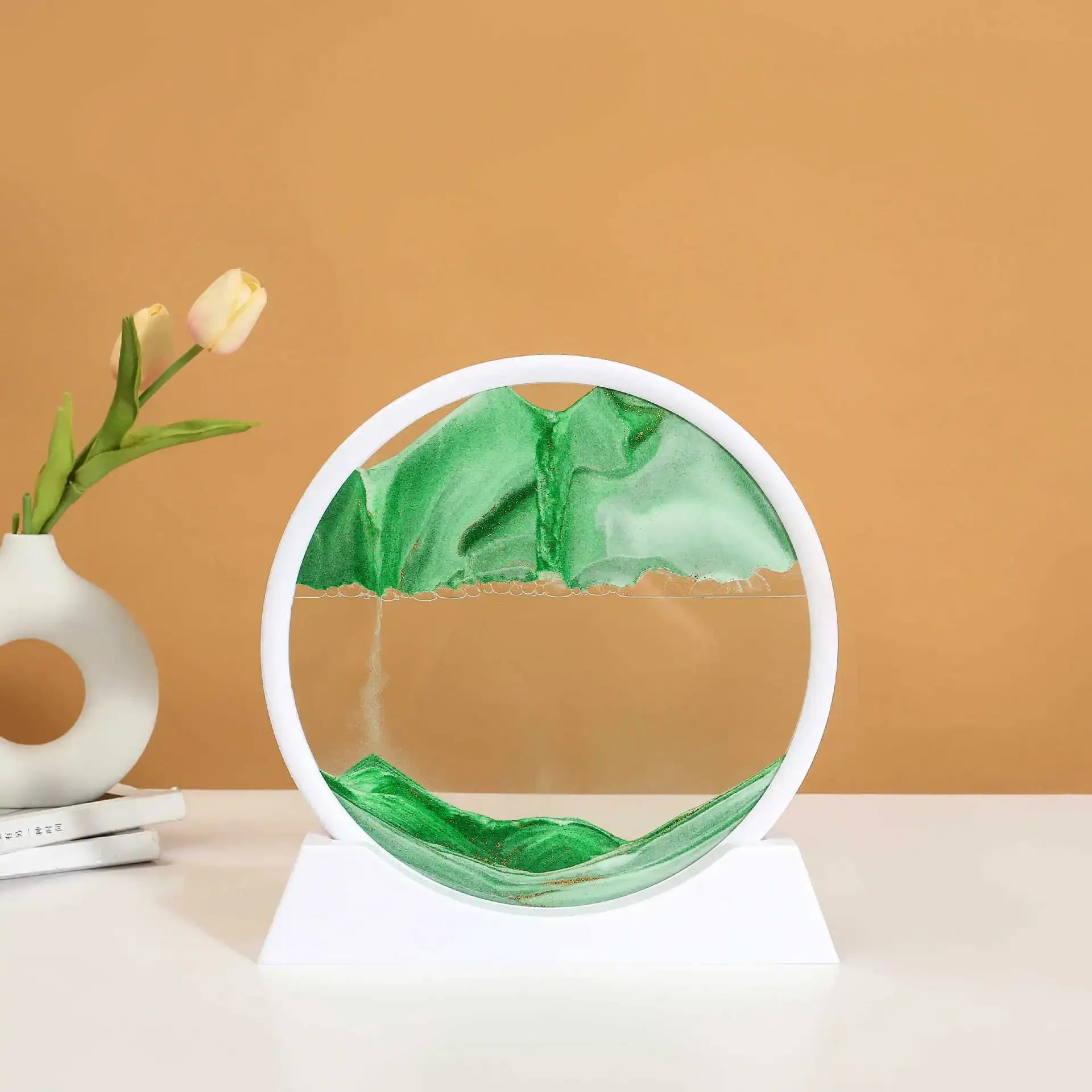 3D Sandscape Moving Sand Art Picture Round Glass Deep Sea Hourglass Quicksand Craft Flowing Sand Painting Office Home Decor Gift