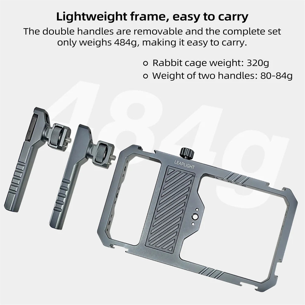 Universal Metal Phone Cage Smart Stabilizer w Handgrip Phone Holder for Iphone 15 14 13 Andriod Mic Led Light Filmmaking Video