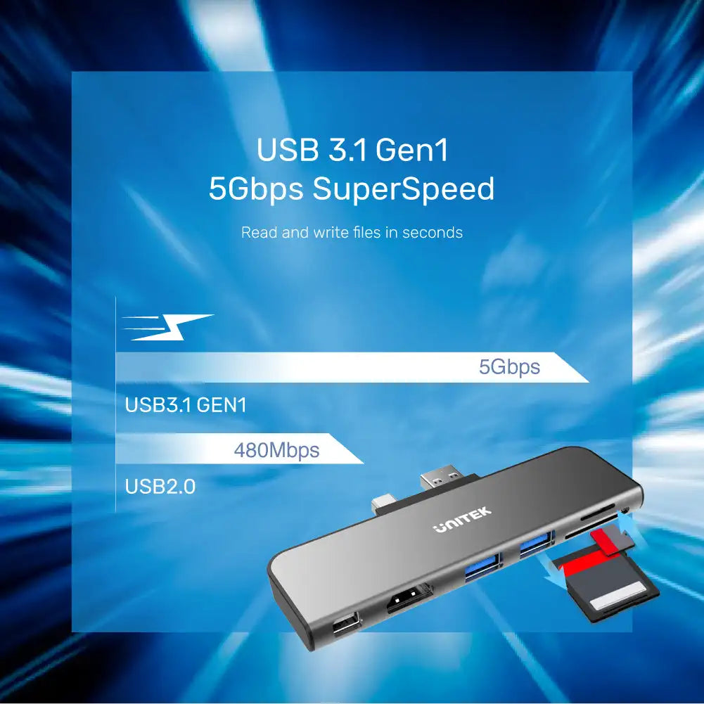 Unitek USB 3.0 HUB for Microsoft Surface Pro Mini Display Docking Station 4K HDMI Micro SD/SD Card Reader Adapte