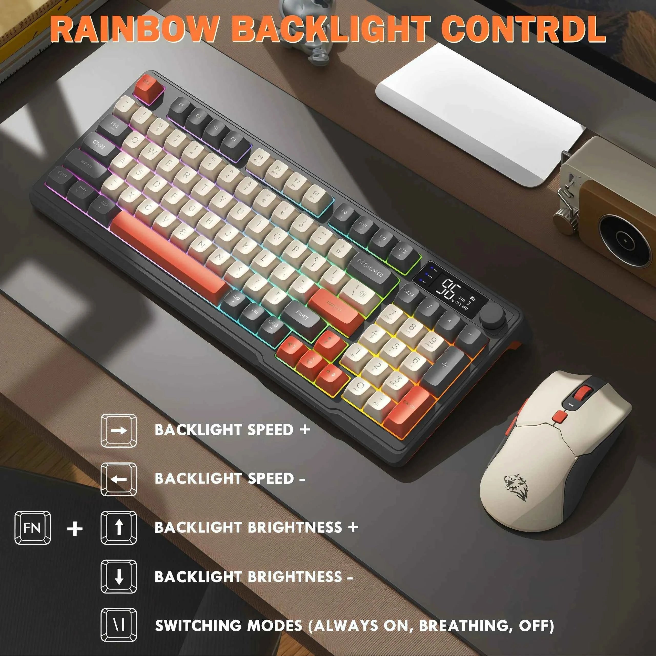 Freewolf T96 Gaming Wireless Keyboard and Mouse Supports dual-mode Bluetooth connectivity Compatible with PC and Mac devices