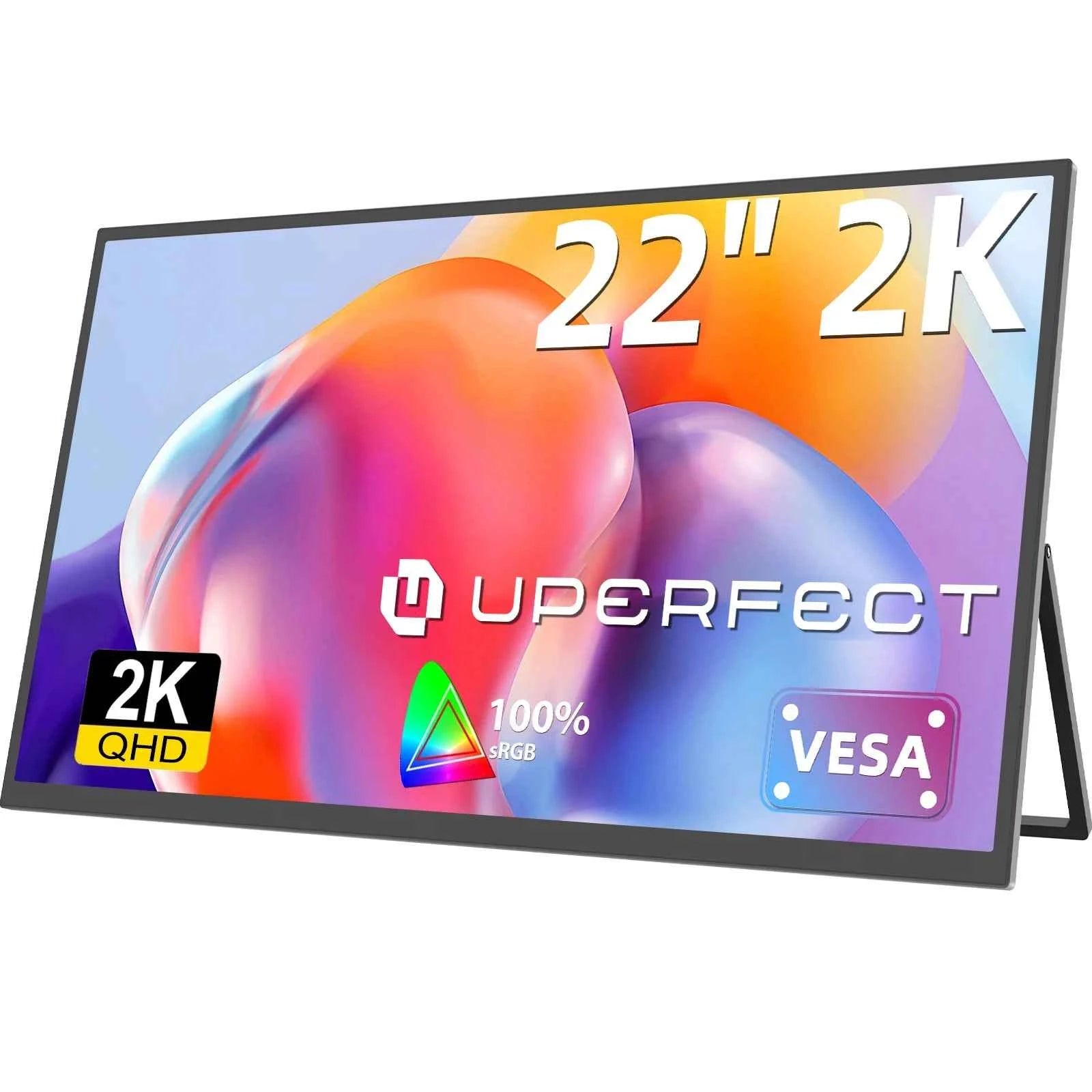 UPERFECT 22”2560*1440  Portable Gaming Monitor 16:9 Laptop Extend Travel Computer Screen Mini PC Eye Care LED Display With VESA