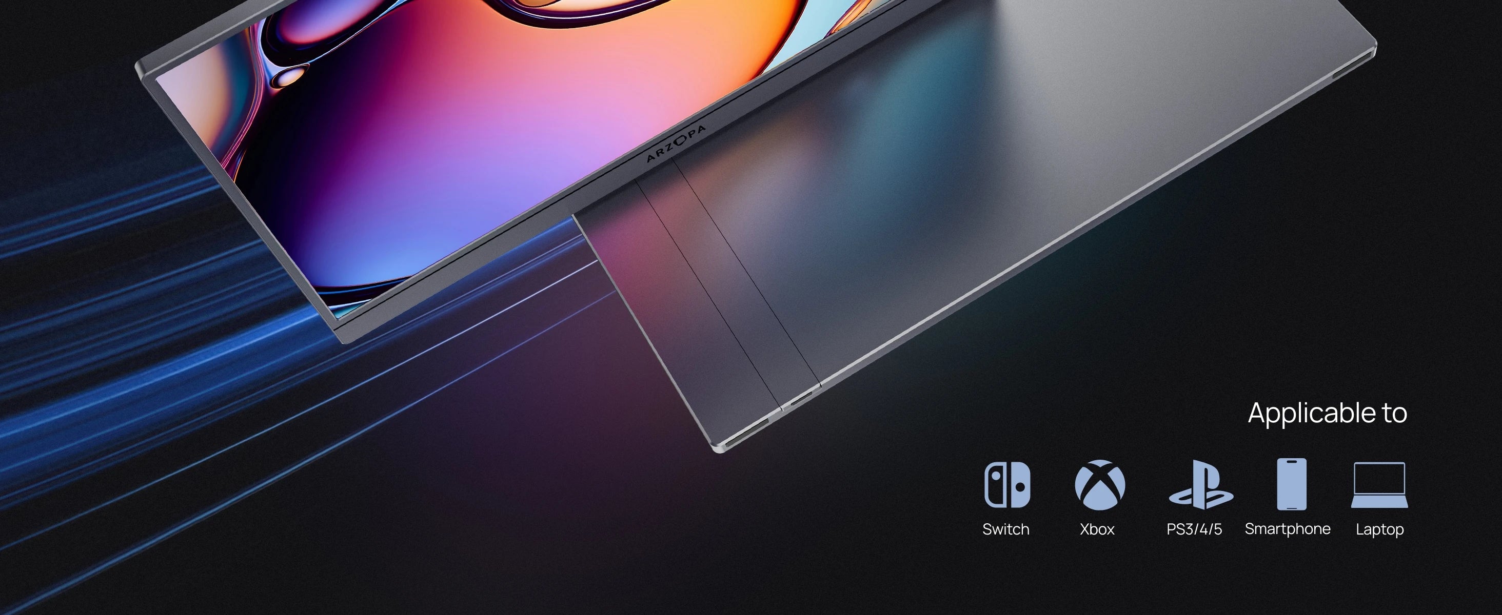 ARZOPA 16.1inch 2.5K 180Hz 100%sRGB Portable Gaming Monitor HDR10 External Second Display Screen Z3FC Grey with Bag