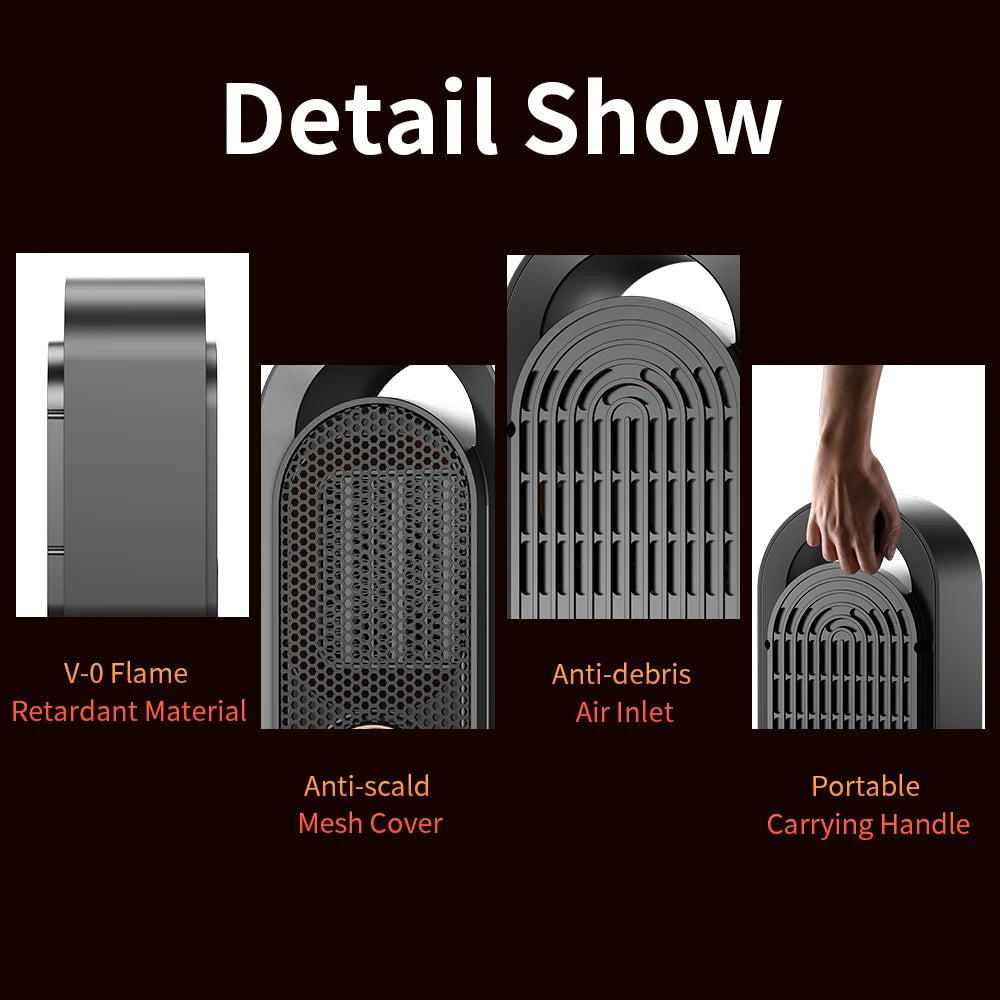 1000W winter portable desktop heater PTC fast heating household heater 110V-220V electric heater suitable for home/office etc