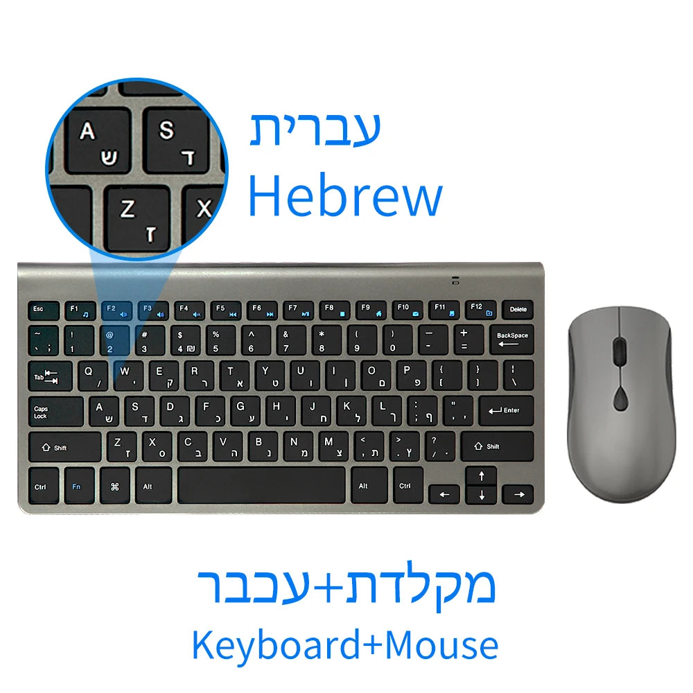 Mini Wireless Keyboard and Mouse 2.4G Protable Silent Mice Russian Korean Hebrew US Keyboard Kit for Laptop Mac PC TV Box