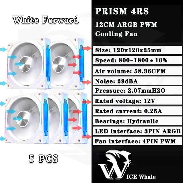 ICE Whale Prism 4RS ARGB PC Case Fan 120mm Infinity Mirror Design Motherboard Lighting Sync 4PIN PWM CPU Fan
