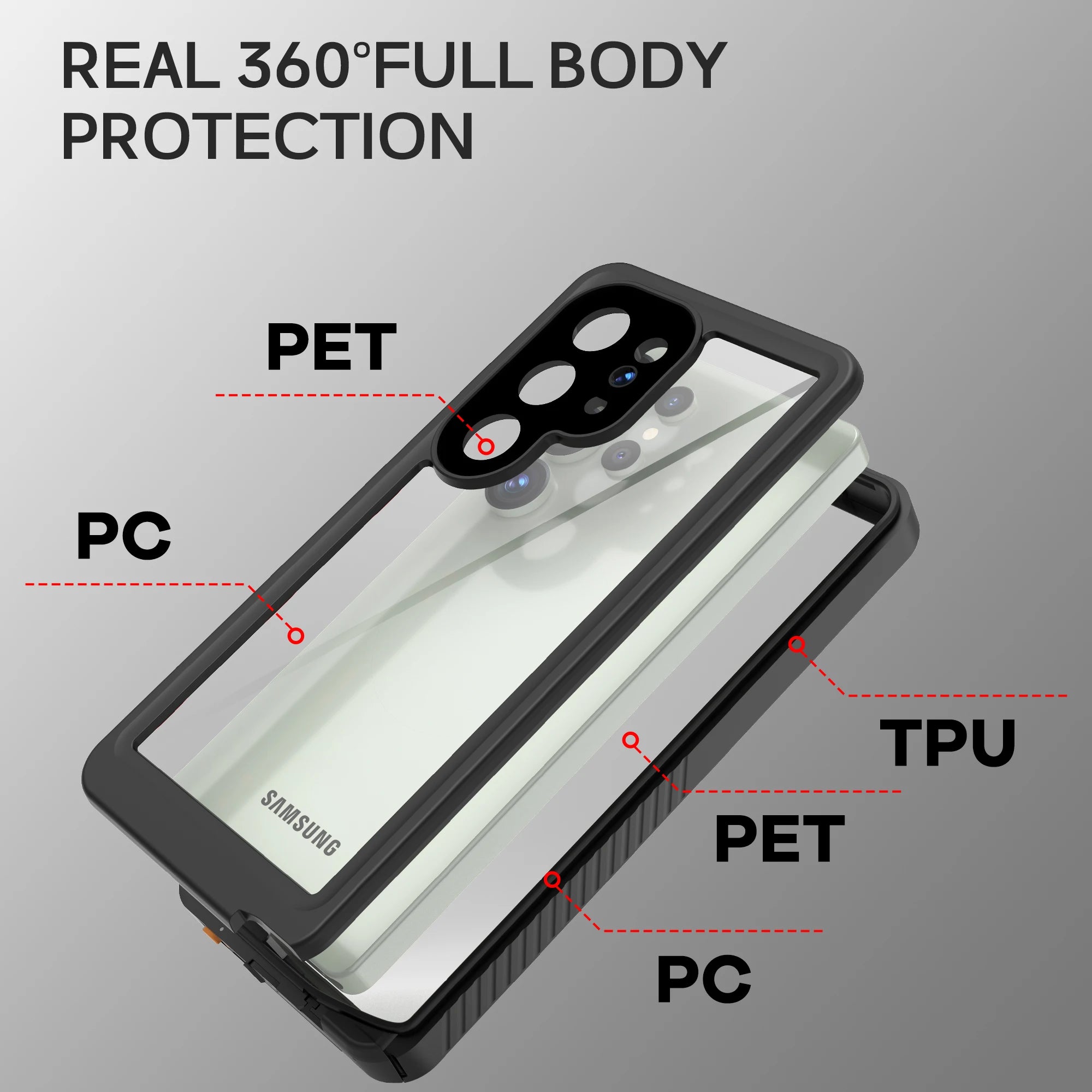 Shellbox Outdoor Swimming Underwater Photography IP68 Waterproof Phone Case with Lanyard for Samsung Galaxy S25Ultra S24U S23/22