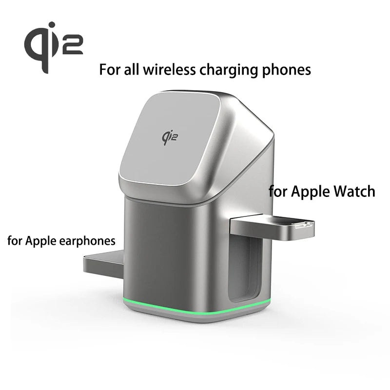 Qi2 15W 3-in-1 Magnetic Wireless Charger Stand Fast Charging For iPhone 14 15 16 17/AirPods Charger Touch Auto Rotation