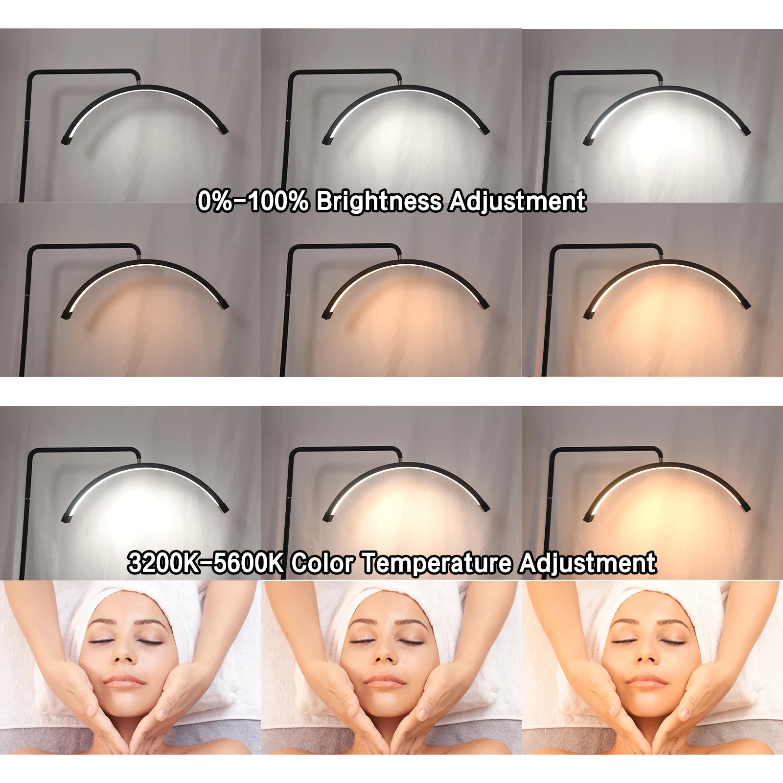 FOSOTO FT-Y9 28 Inch Led Lash Light Half-Moon Shaped Fill Lamp Light With Lamp Holder For Tattoo Beauty Salon Eyelash Haircut