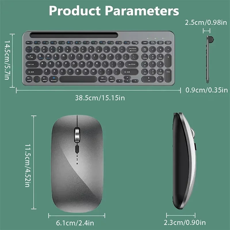 Bluetoot Wireless Keyboard and Mouse Set with Card Slot Tablet Stand Wireless Keyboard for iPad Windows Mac OS