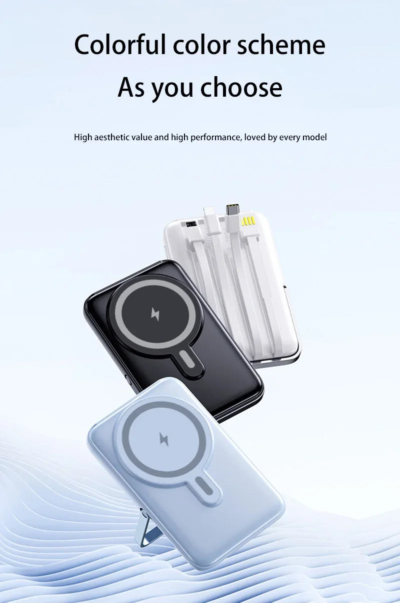 New 20000mAh Magnetic Wireless Power Bank with Cable Stand 22.5W Fast Charger for IPhone 17 16 15 14 13 Samsung Xiaomi Powerbank