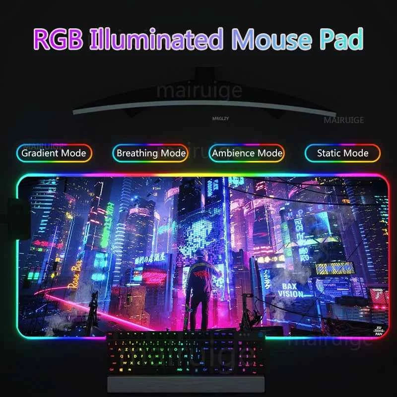 RGB Led Backlight Mouse Pad Cool Cyberpunk Gaming Accessories Carpets Large Mause Pad Gamer XL Neon Desk Mat Rug Mouse Mat