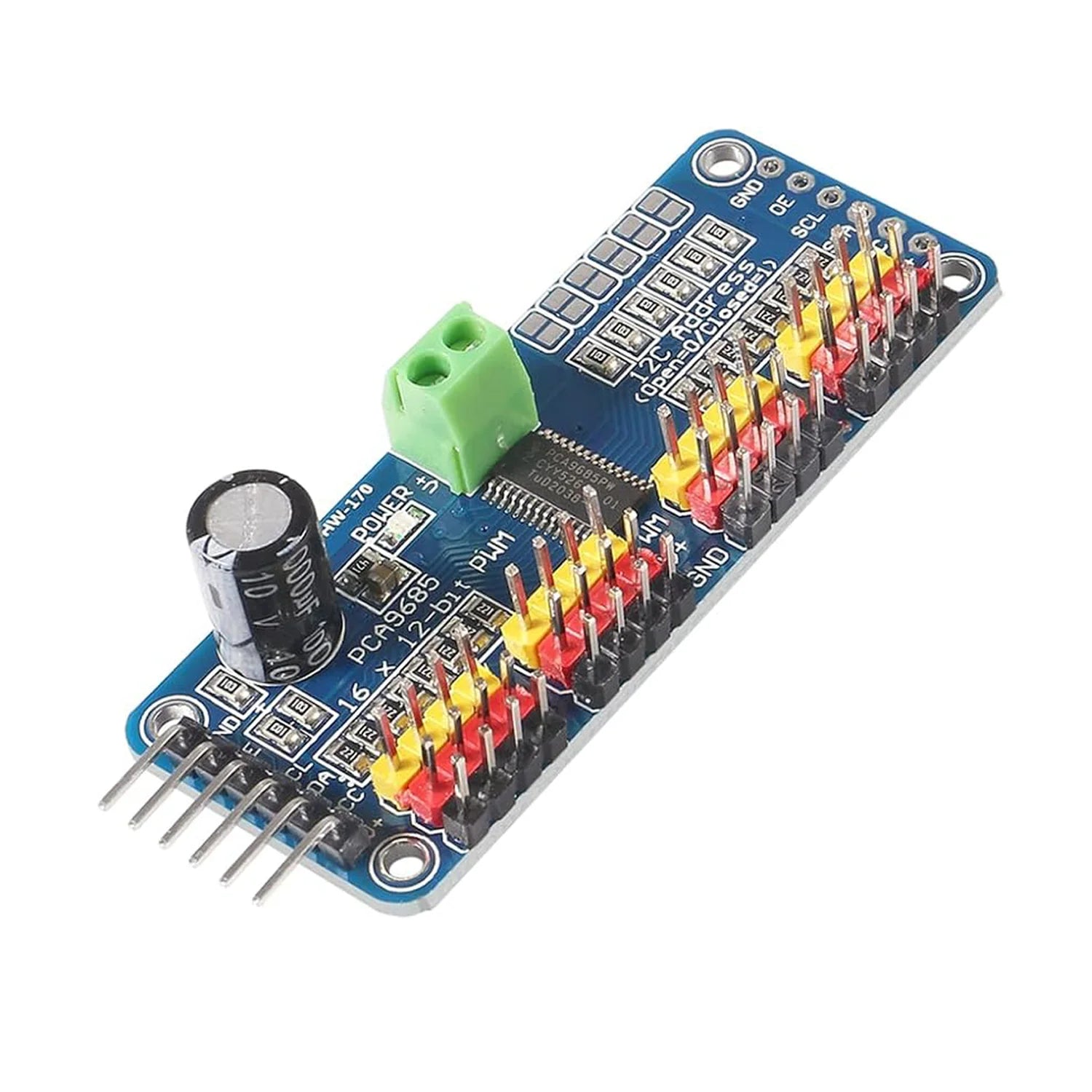 Aokin 1PCS 16 channel PWM Servo Servo Drive Board Robot Controller IIC Interface Driver Module PCA9685 For Raspberry Pi