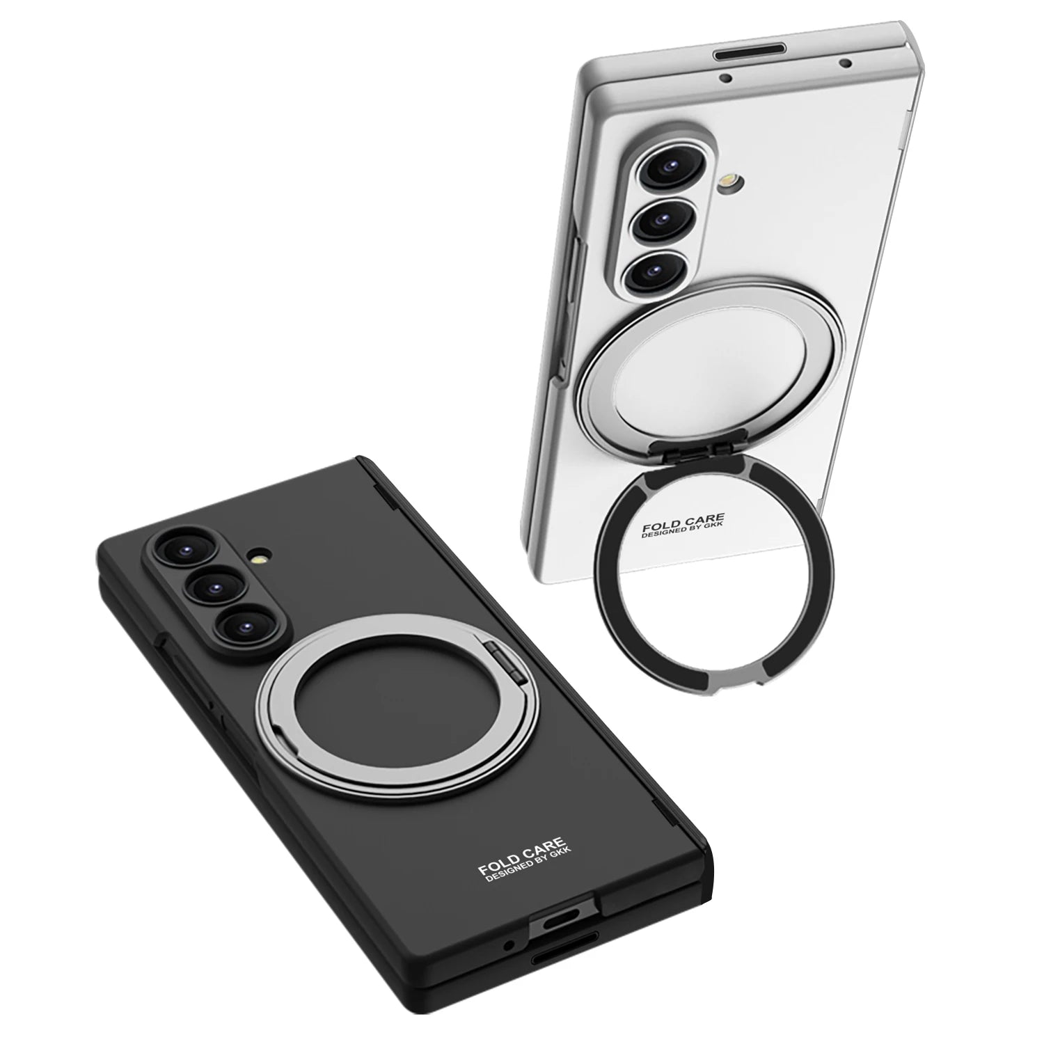 Magsafe Rotating Bracket Case For Samsung Galaxy Z Fold 7 Skin-feel Matte With Glass Film ZFold7 Magnetic Hinge Protective Cover