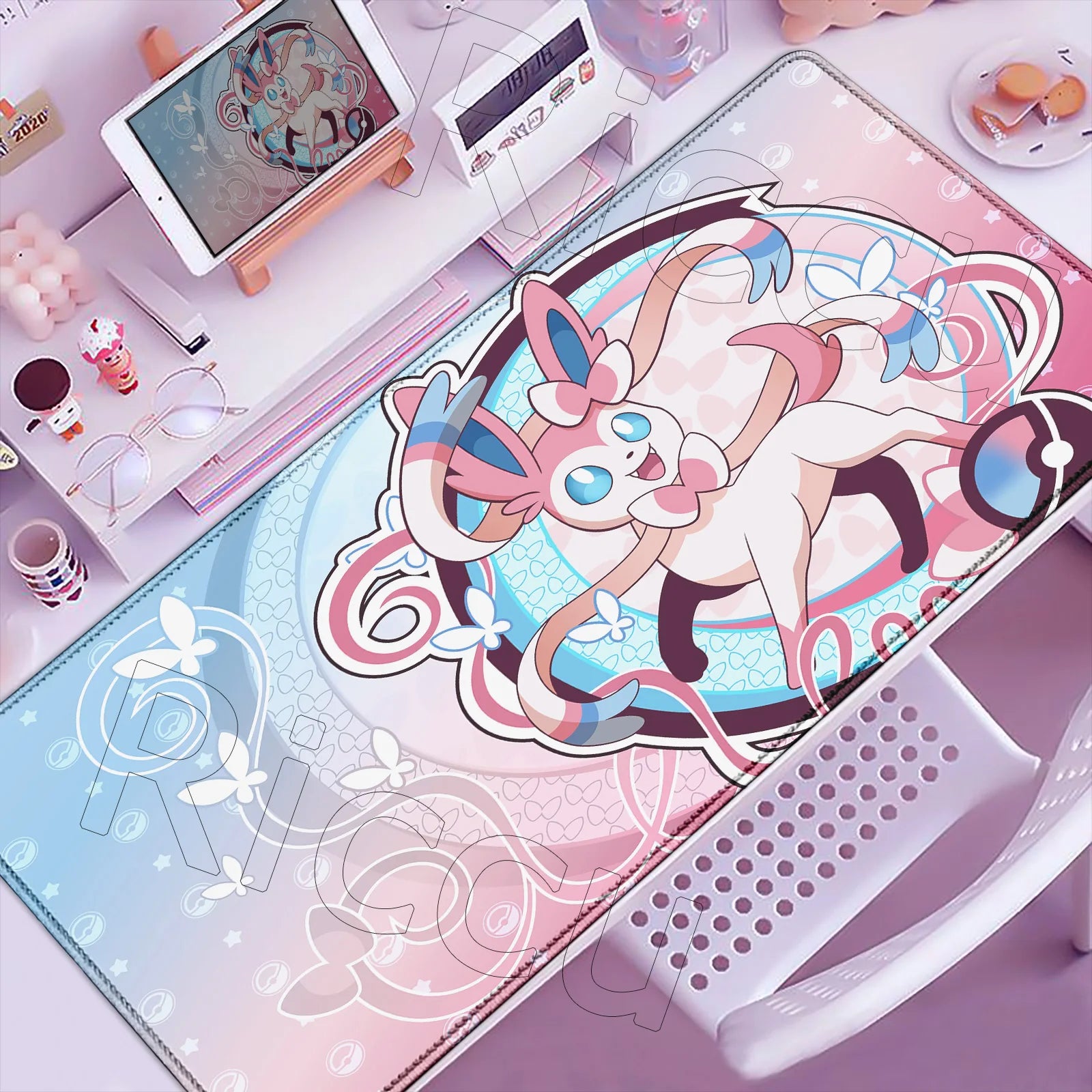 P-Pokemons Sylveon Eevee Mousepad Mouse Pad Large Gamer XXL Pc Keyboard Desk Mouse Mat Carpet Rubber Tapis Souris Gaming Notbook