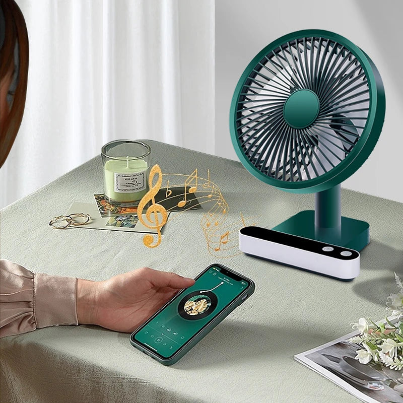 USB Rechargeable Oscillating Desk Fan 4 Speed Settings 5000mAh Mini Table Cooling Fan Adjustable Head Home Office Personal Fan