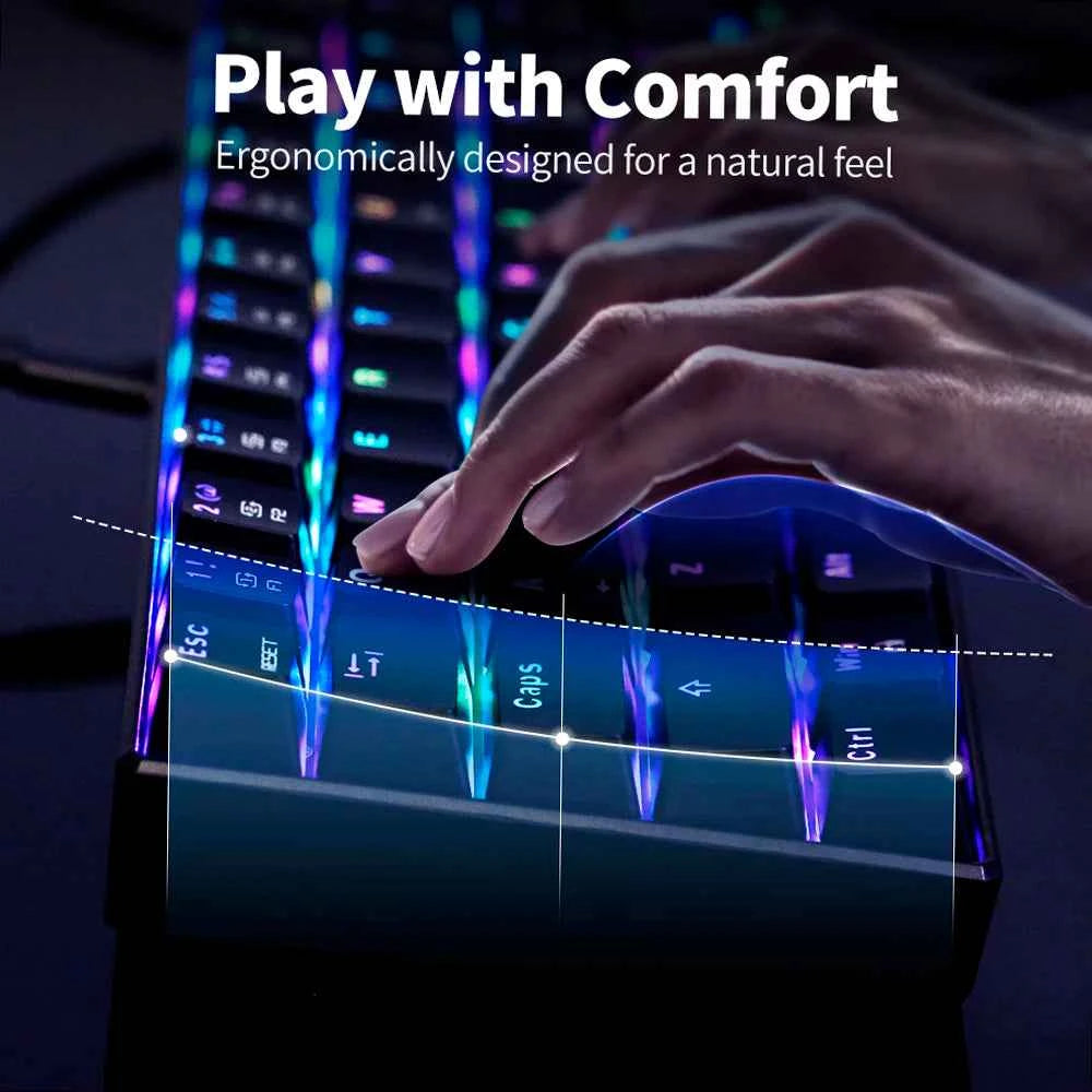 MOTOSPEED CK61 RGB Mechanical Gaming Keyboard OUTMU Red Switches Keyboard 61 Keys Anti-ghosting with Backlight for Gaming Black
