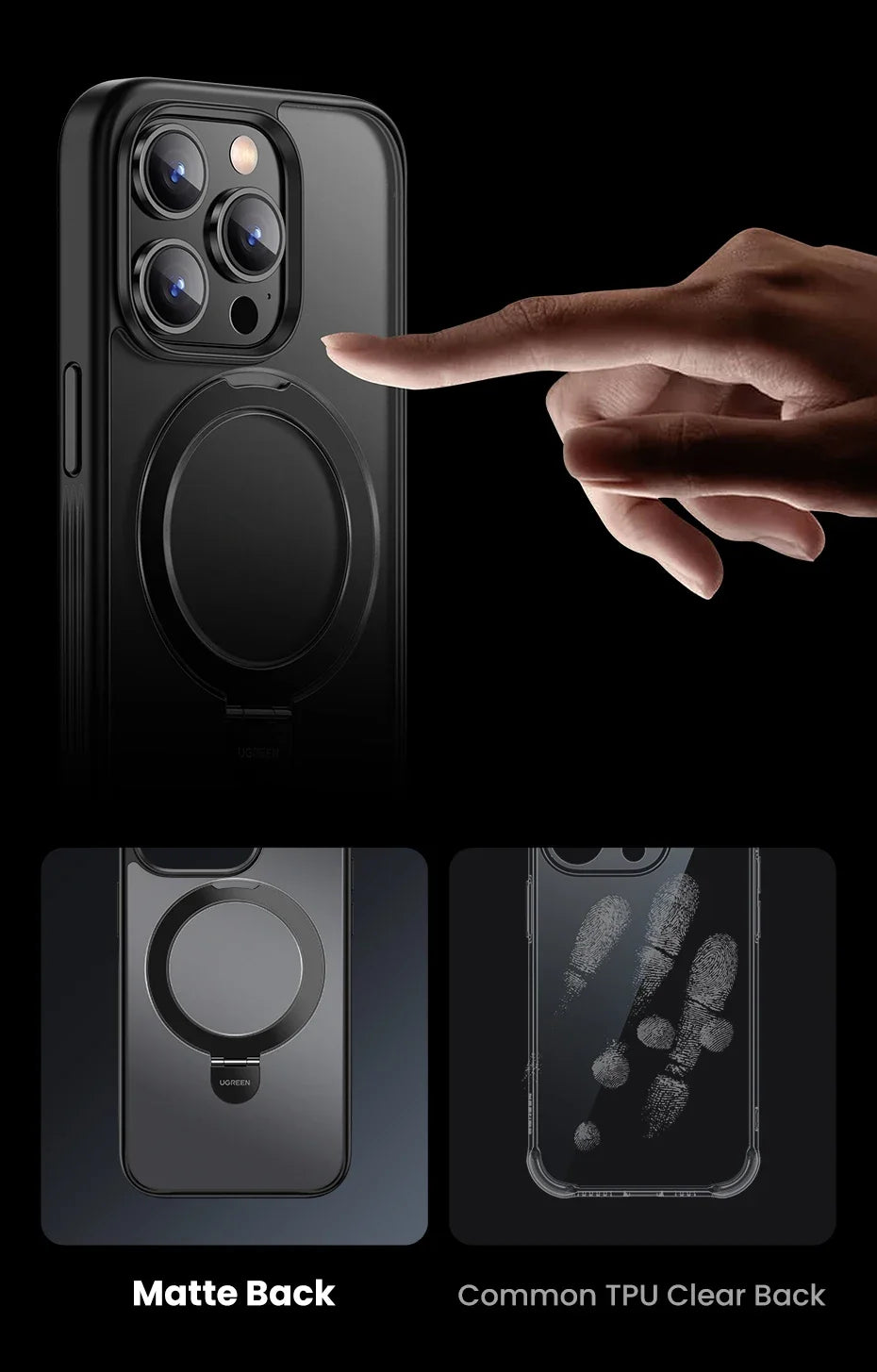 Magnetic Stand Case for iPhone 15 Pro Max Shockproof Cover for iPhone 15 Pro Case with Kickstand Ring