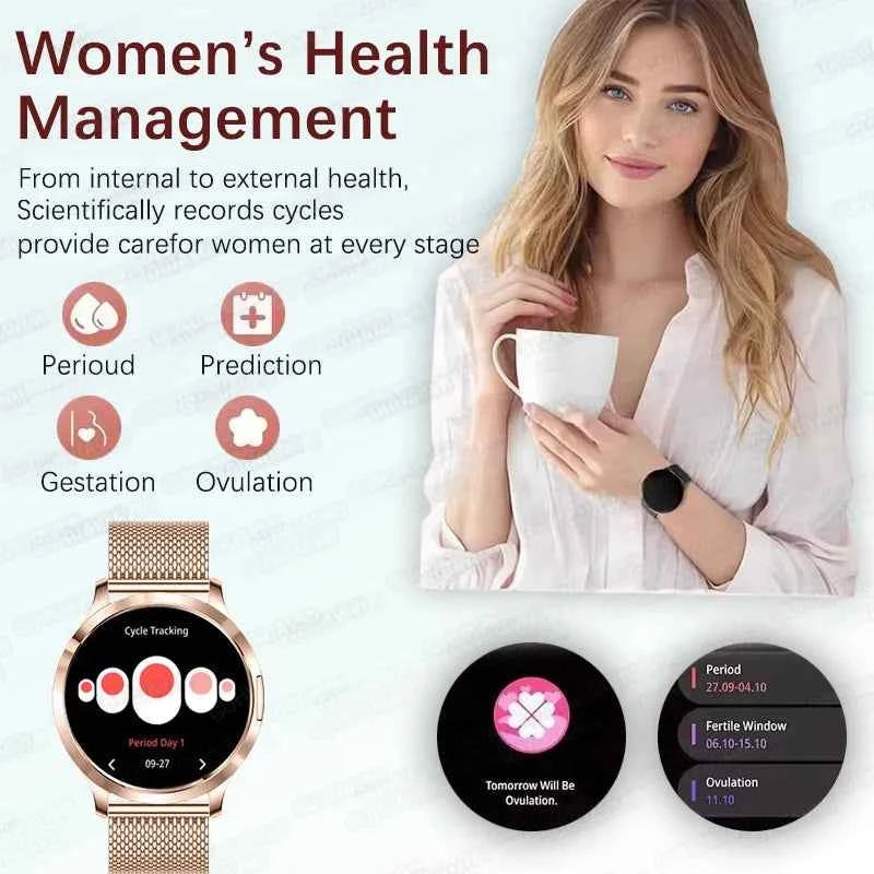 2025 New 1.32inch AMOLED Smart Watch Women GPS Trajectory Heart Rate Bluetooth Call Always Display Lady Smartwatches Men For IOS