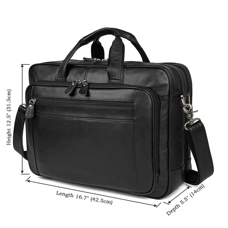 High Quality Genuine Leather Men Briefcase Business bag Crazy Horse Leather Large 17