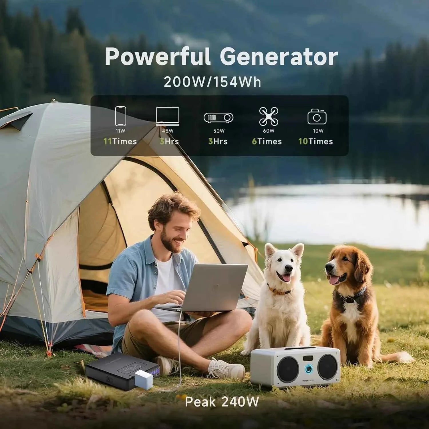 ALLPOWERS S200 200W Portable Power Station 154Wh 41600mAh Solar Generator with Wireless Charging for Camping Emergency RVs Home