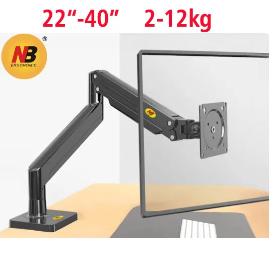 NB G40 22-40 inch Monitor Screen Desktop Mount Gas Spring Arm Computer Holder 360 Rotate 3-15kgs with USB 3.0 Port Clamp Grommet