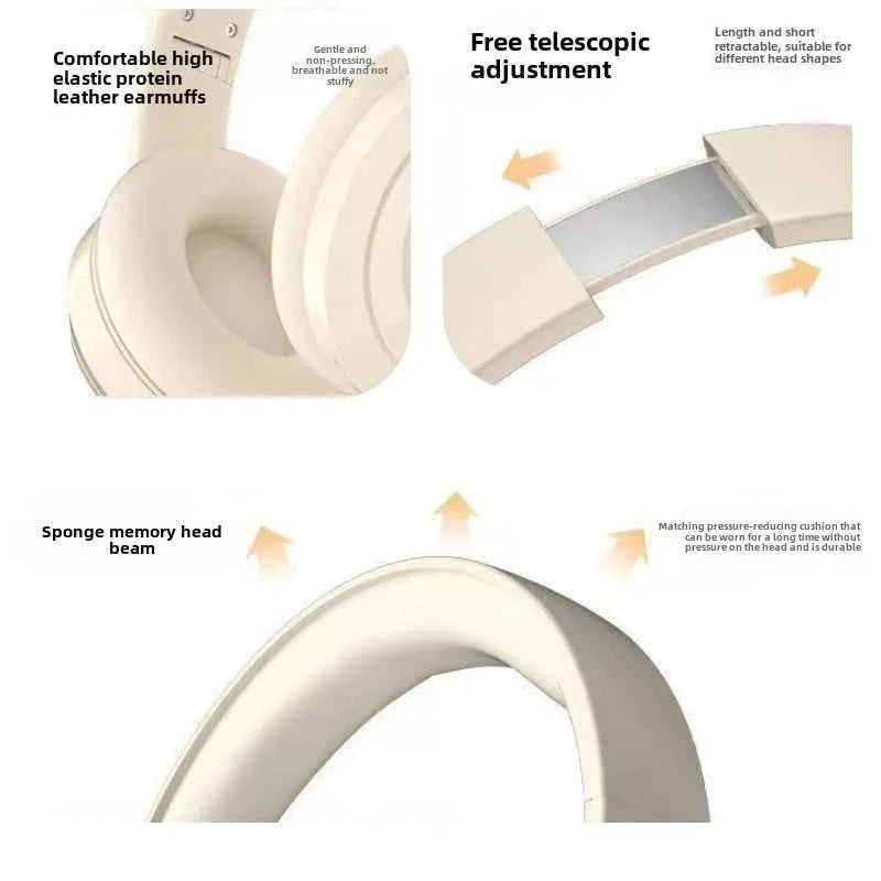 Wireless Bluetooth Headphones Over Ear HIFI Stereo Headsets Noise Reduction Sports Gaming Earphones Music Player with Mic Gifts
