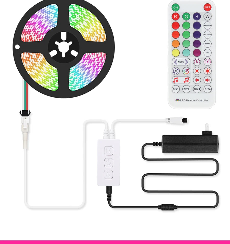 5V New 3mm Super Thin Addressable COB LED Strip RGBIC Individual Pixel Control 240LEDs WS2812B Dream Color USB Powered LED Tape