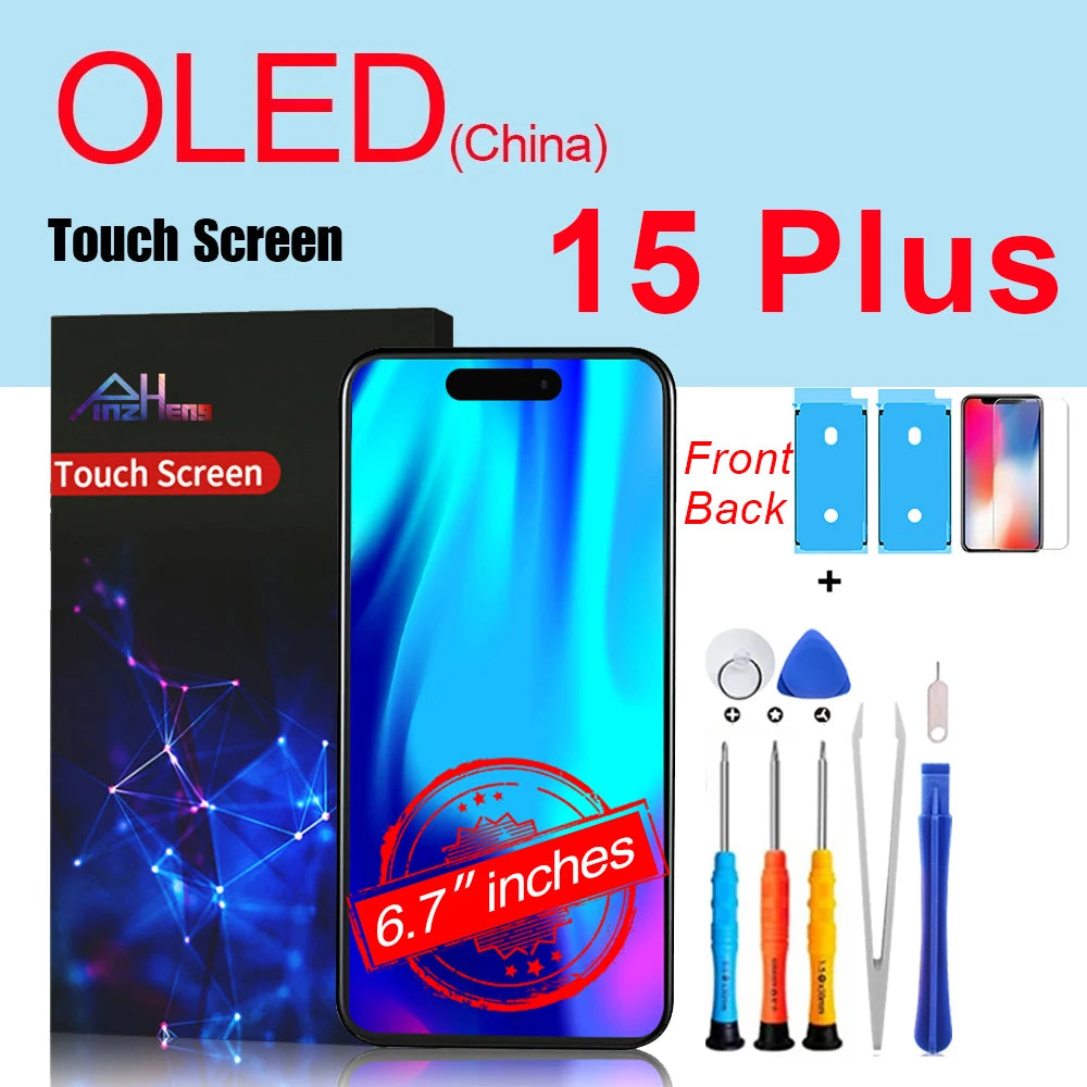 PINZHENG High Quality Screen INCELL LCD OLED For iPhone 14 Pro 15 Plus 13 Pro Max Display For iPhone Replacement With Tools