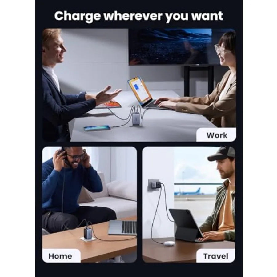 Nexode 65W GaN USB C Wall Charger 4-Port Fast Type-C Charger Compatible with MacBook Pro/Air iPhone 17/16/15 Series Galaxy S25/