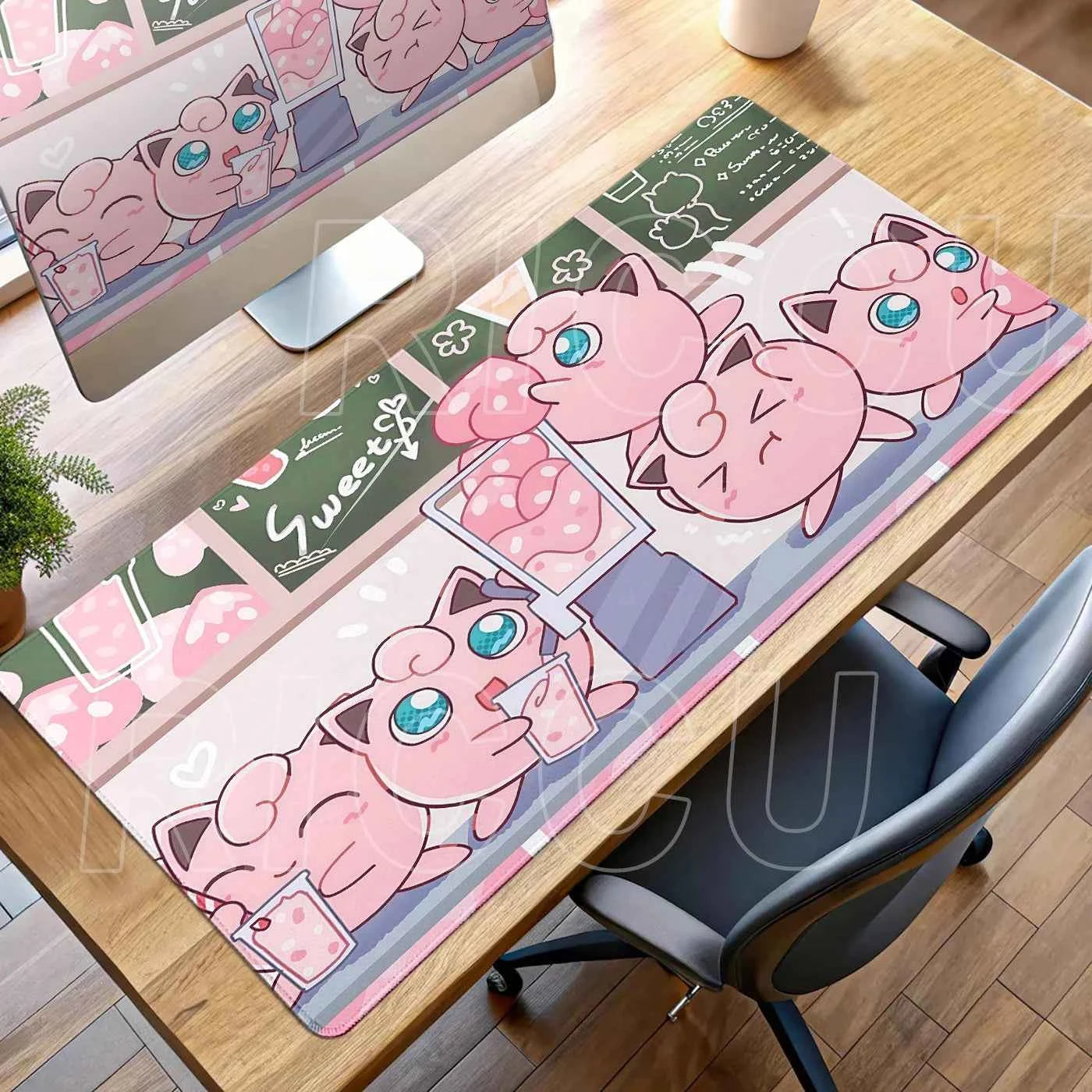 Kawaii Pink Keyboard Pad Clefairy Anime Gamer PC Cabinet Mouse Pad Ppokemon Jigglypuff Mousepad Laptop DeskMat E-Sports Mousemat