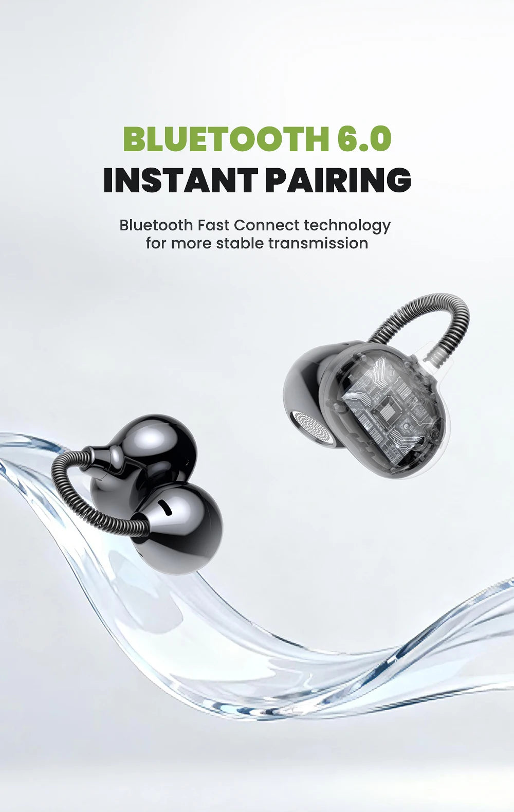 [AI Translator Earbuds] HTC NE67 Bluetooth V6.0 Earphones Portable Wireless headphones Comfort Earclip with a hanging chain