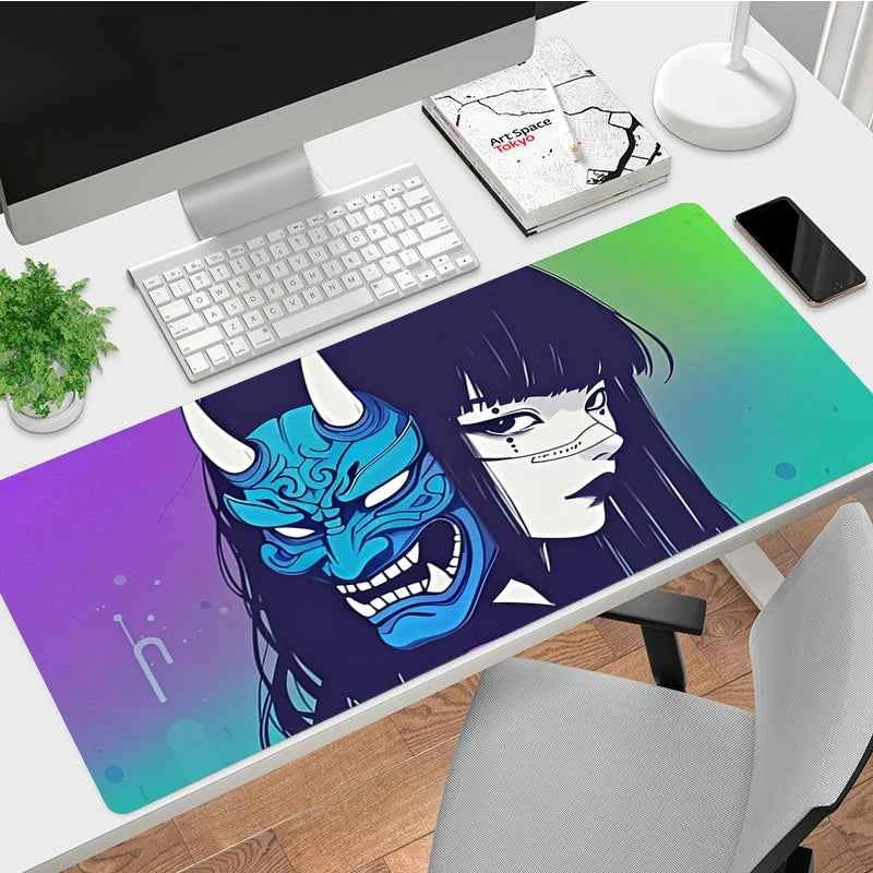 Janpanese Mask Girl Mouse Pad Non-slip Gaming Mousepad Gamer Mouse Mat Game Mechanical Keyboard XXL Desk Mat Tapis De Souris