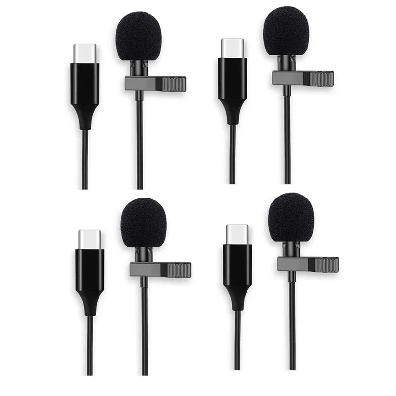 1/3/5pcs Portable 3.5mm/Type C Mini Microphone For Phone Clip-On Lapel Lavalier Professional Mic For PC Laptop Mobile Microphone