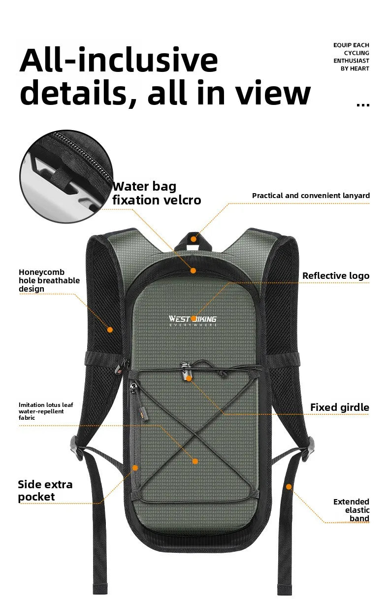 Cycling Backpack Hydration Bladder Compatible Lightweight Bicycle Sports Bag Outdoor Hiking Travel Portable