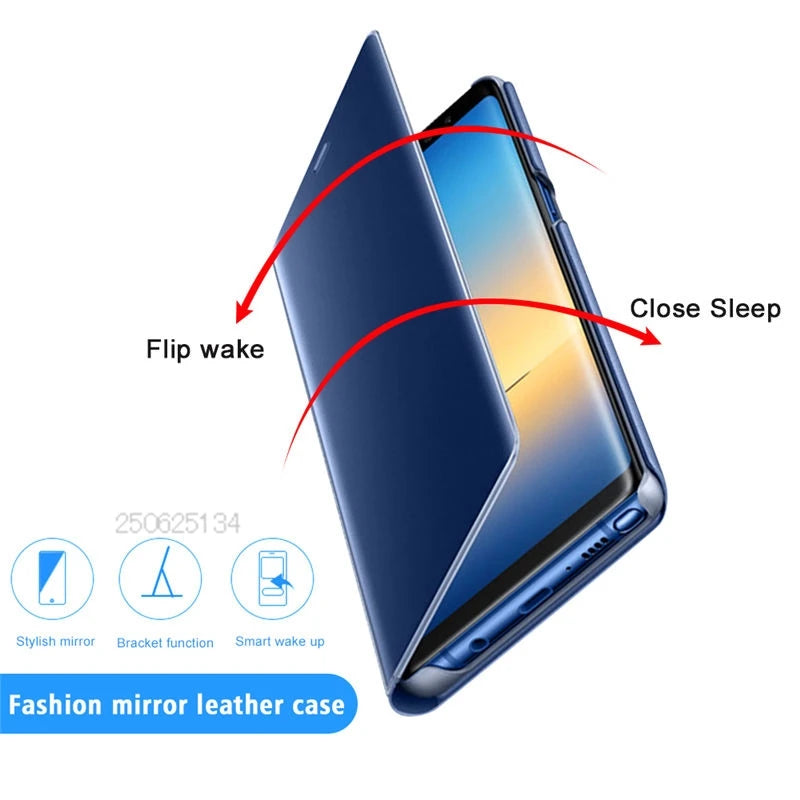 Luxury Smart Case For Samsung Galaxy S24 S23 S22 S21 Ultra S20 S10 S9 S8 Plus S23 FE 5G Mirror Leather Smart Flip Suppor Cover