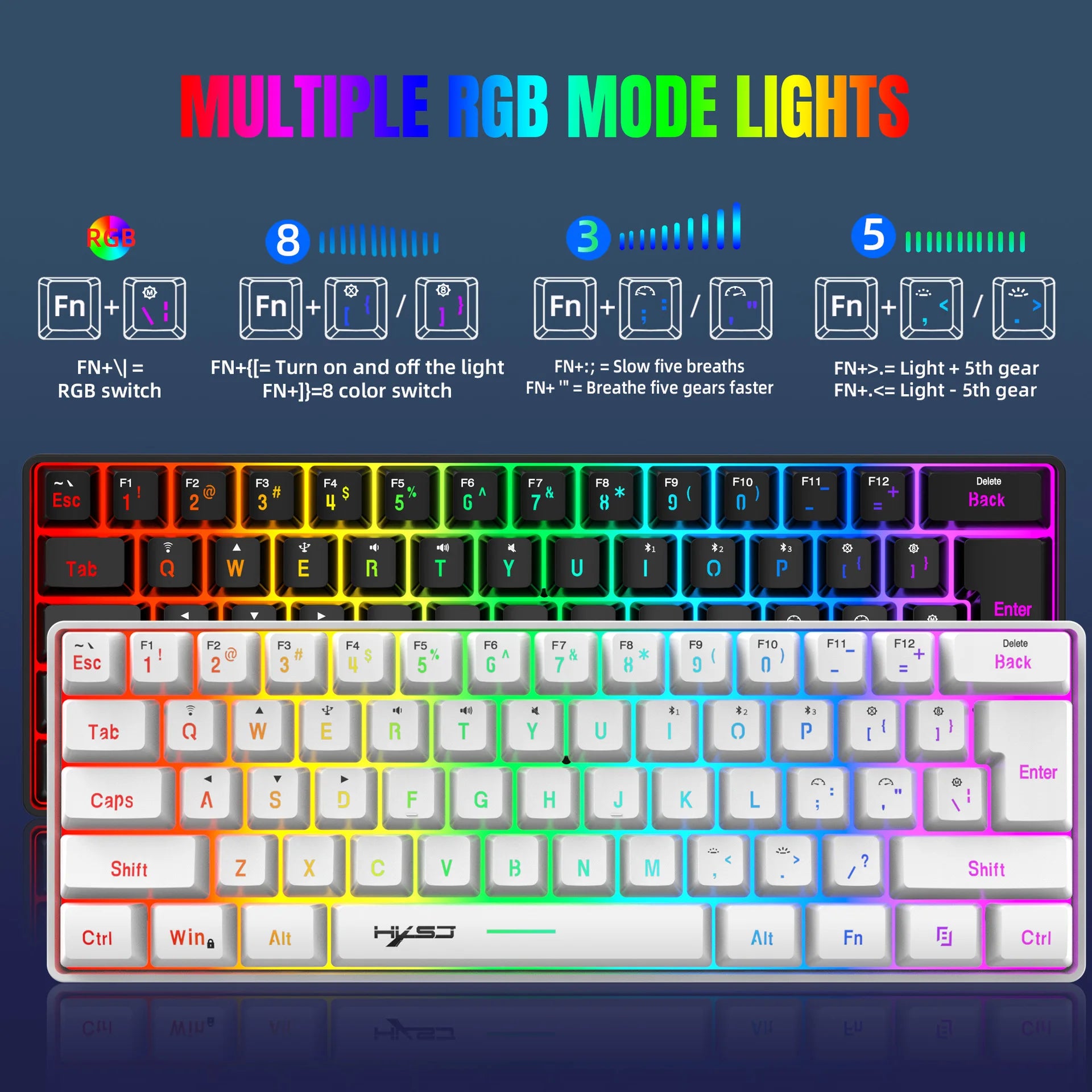Wireless keyboard mouse combo Bluetooth key board  60% kit 2.4Ghz computer white Gamer keyboards Mice combos set teclado pc