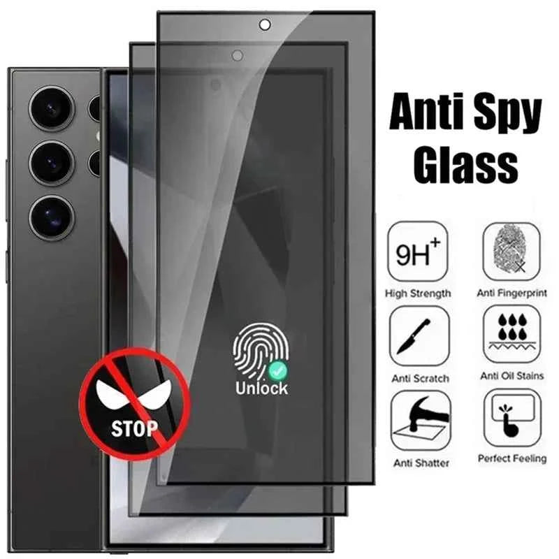 Privacy Screen Protector for Samsung Galaxy S25 S24 S23 Ultra Anti-spy Tempered Glass Fingerprint Unlock for Samsung S22 S26Plus