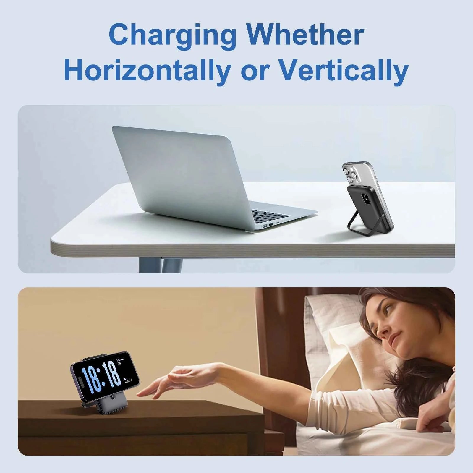 10000mAh Magnetic Power Bank Portable 20W Fast Charging with Digital Display Foldable Stand for Android iPhone 17 16 Samsung