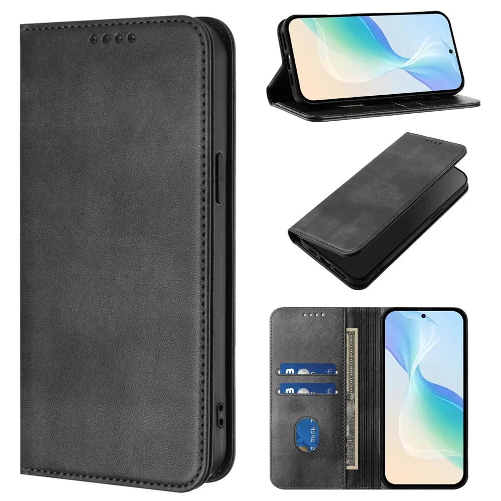 For iPhone 17 Pro Magnetic Wallet Flip Luxury Leather Case on For iPhone 17 16 15 14 13 12 11 Pro Max Plus 17 Air 16E Back Cover