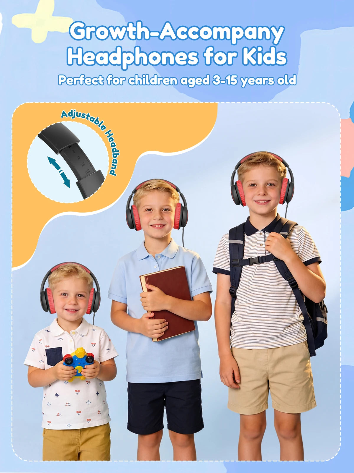Acer OHR328 Kids Headphones Wired – Over-Ear School Headset with Volume Limit 85/94dB, 3.5mm Jack, Foldable Safe Headphones for Toddlers & Children