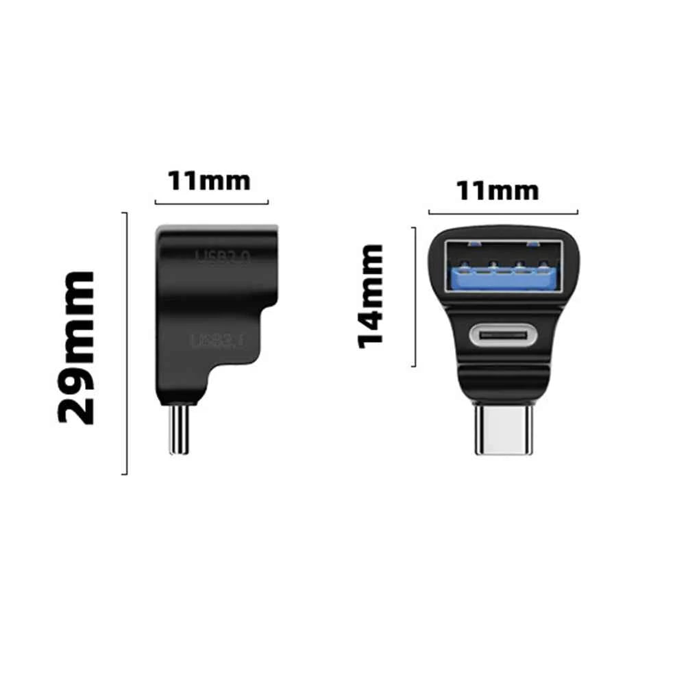 1 To 2 USB-C To USB-C USB-A Adapter 100W USB-C Male To USB-C USB-A Female Adapter 20Gbps 8K 60HZ U-shaped for  STEAM DECK/Switch