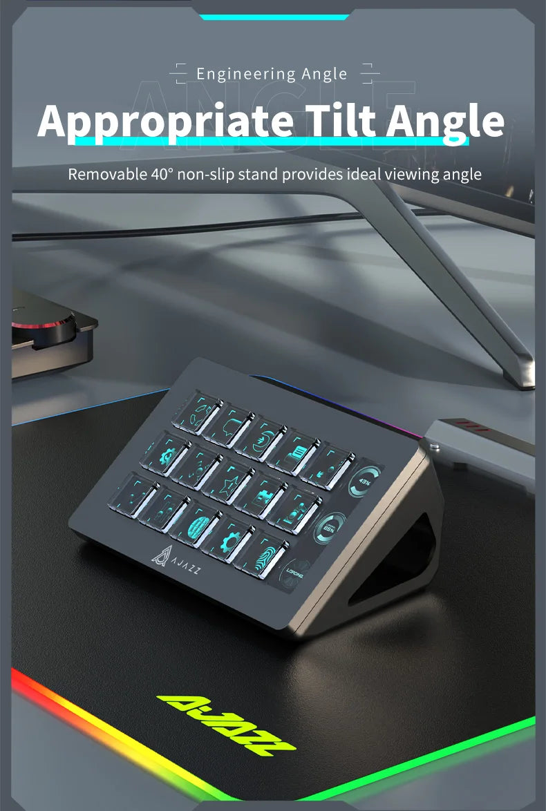 AJAZZ AKP153E/AKP03E Multifunctional Console Panel Desktop Assistente 15 Macro Keys Trigger Actions Custom Mini Keyboard