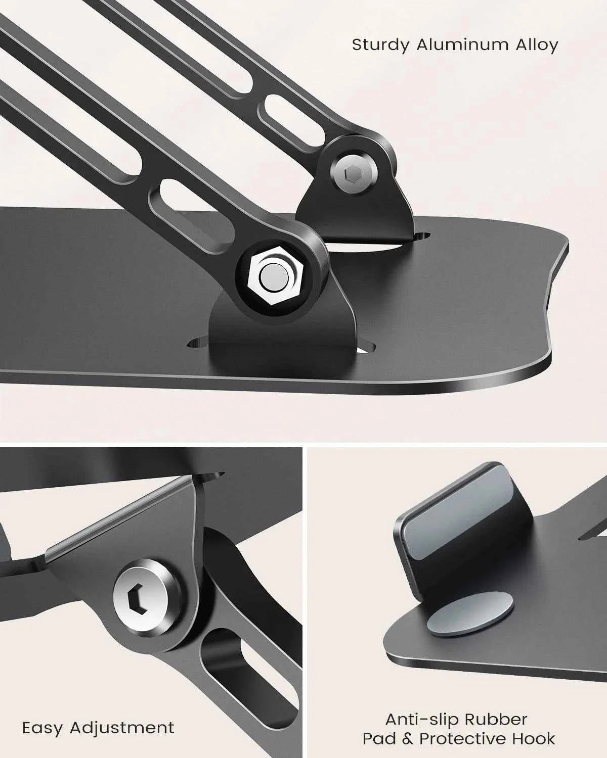 ST01 Portable 11–16-inch Adjustable Laptop Stand, Sturdy Aluminum, Desk Foldable Laptop Holder Notebook Tablet
